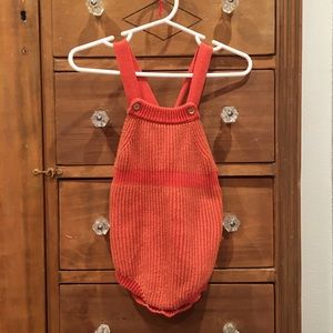 Red-orange knit romper